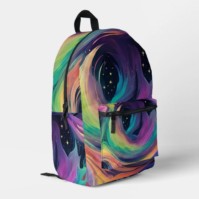 Aurora Borealis Abstrakter Rucksack (Rückseitige Ecke links)