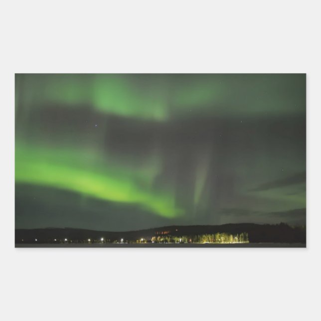 Aurora borealis am Himmel Rechteckiger Aufkleber (Vorderseite)