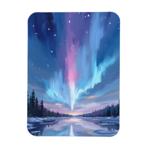 Aurora Borealis Aquarell Nordlichter Gemalt Magnet