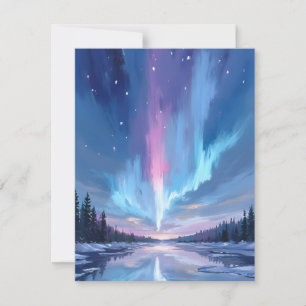 Aurora Borealis Aquarell Nordlichter Karte