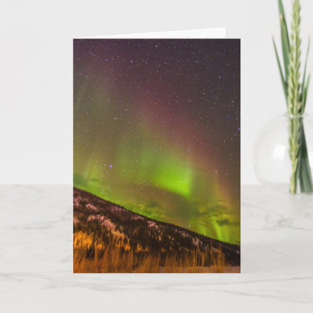 Aurora Borealis | Berge Fairbanks Alaska Karte (Vorderseite)