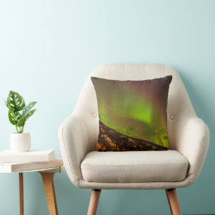 Aurora Borealis   Berge Fairbanks Alaska Kissen
