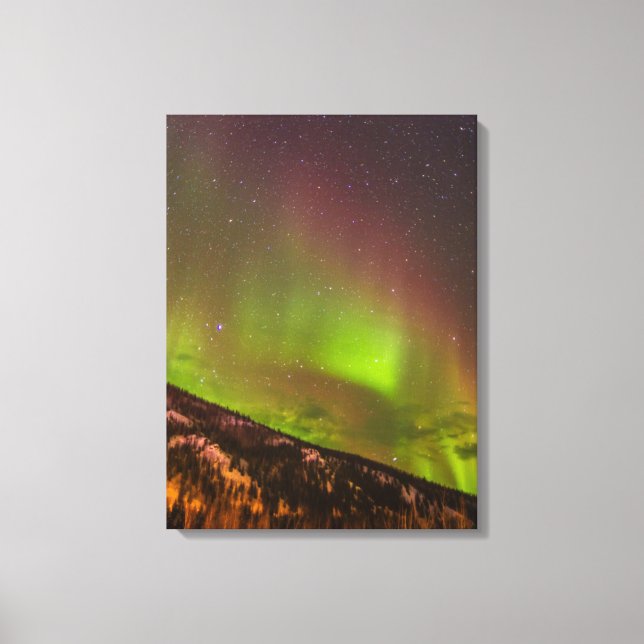 Aurora Borealis | Berge Fairbanks Alaska Leinwanddruck (Vorderseite)