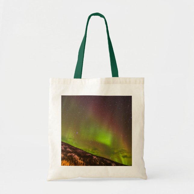 Aurora Borealis | Berge Fairbanks Alaska Tragetasche (Vorne)