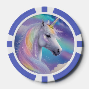 Aurora Borealis Fantasy Rainbow Glitzer Unicorn Pokerchips