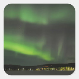 Aurora borealis im Himmelsaufkleber Quadratischer Aufkleber