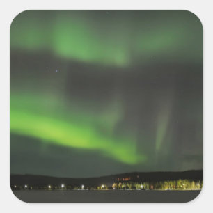 Aurora borealis im Himmelsaufkleber Quadratischer Aufkleber