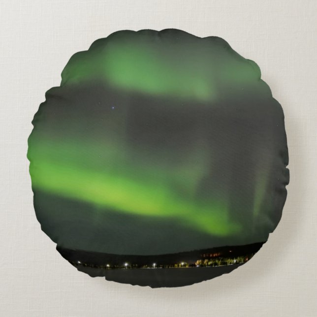 Aurora borealis im runden Kissen des Himmels (Vorderseite)