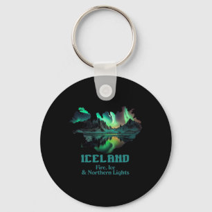 Aurora-Borealis-Insel-Natur-Feuer-Eis-Camping-Wand Schlüsselanhänger