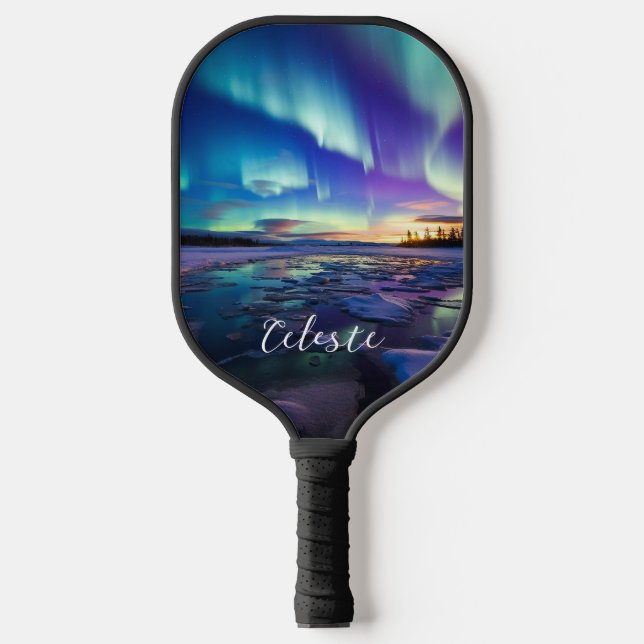Aurora Borealis Iridescent Twilight Pickleball Schläger (Vorderseite)