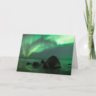 Aurora Borealis Lofoten Beach Norwegen Karte