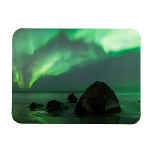 Aurora Borealis   Lofoten Beach Norwegen Magnet