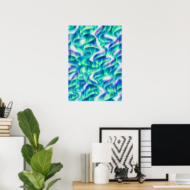 Aurora Borealis Nordlicht Abstractes Muster Poster (Heimbüro)