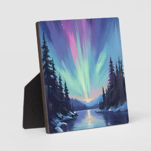 Aurora Borealis   Nordlicht Aquarell Fotoplatte