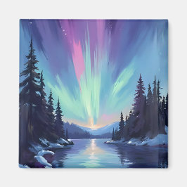 Aurora Borealis | Nordlicht Aquarell Magnet