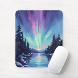 Aurora Borealis   Nordlicht Aquarell Mousepad