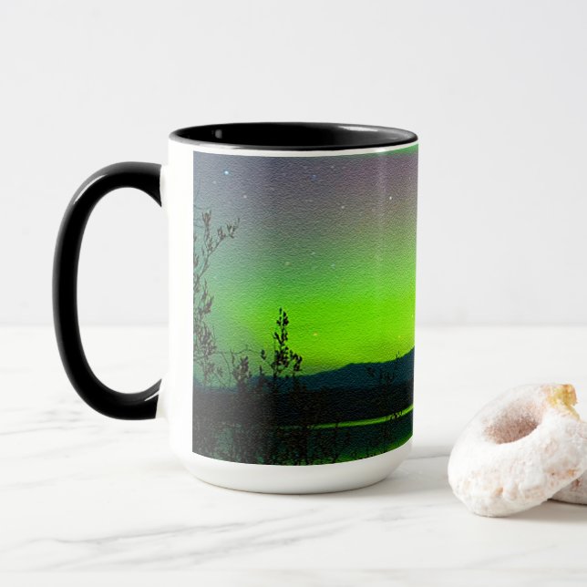 Aurora Borealis Nordlicht-Schicksals-Schicksals Tasse (Mit Donut)