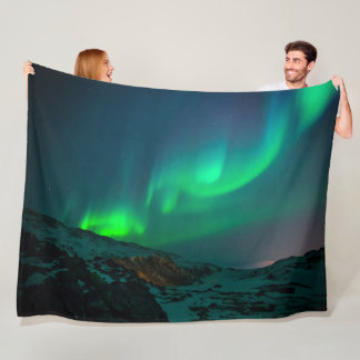 Aurora Borealis Nordlichter Arktische Grüne Nacht Fleecedecke