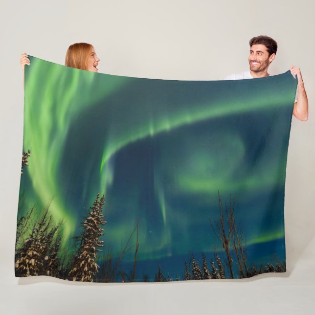 Aurora Borealis Nordlichter Arktische Grüne Nacht Fleecedecke (Beispiel)