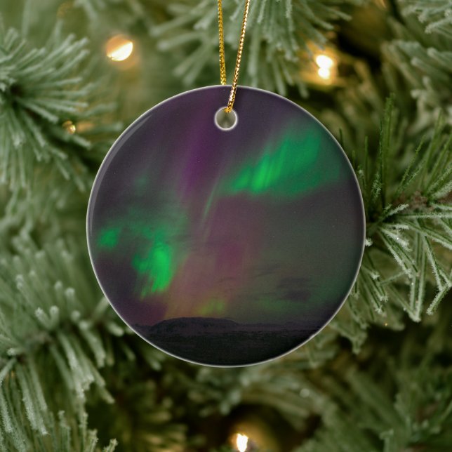 Aurora Borealis Nordlichter arktischer Nachthimmel Keramik Ornament (Baum)