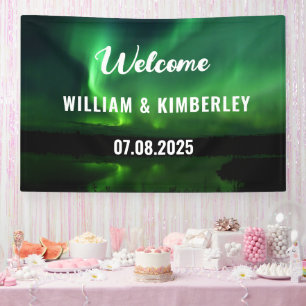 Aurora Borealis Nordlichter Grüne Hochzeitsbanner Banner