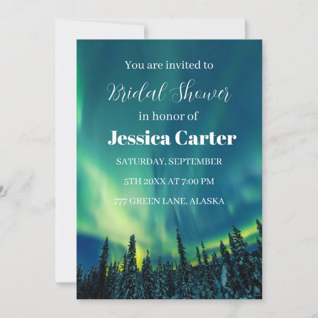 Aurora Borealis Northern Lights Brautparty Einladung (Vorderseite)