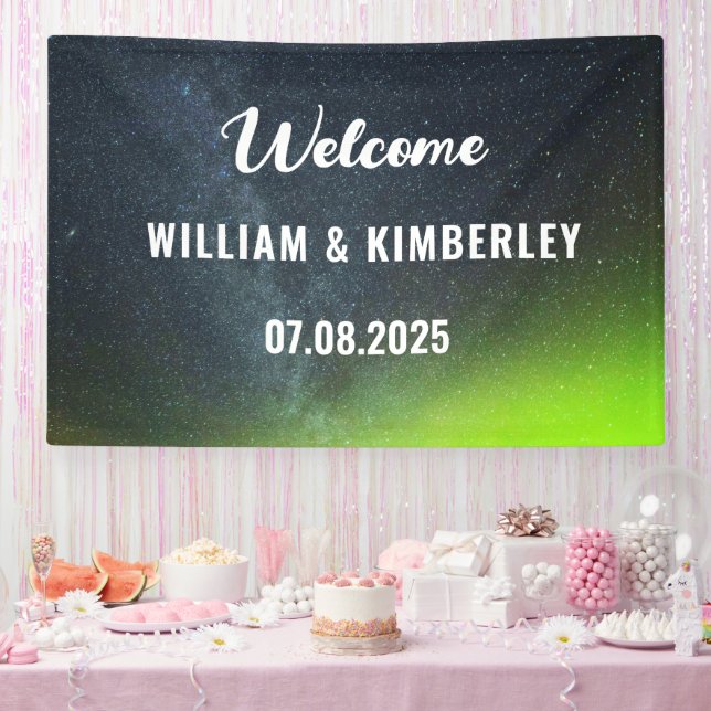 Aurora Borealis Northern Lights Grüne Hochzeit Banner (Party)