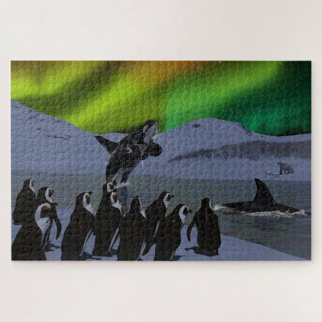 Aurora-Borealis-Pinguine & Wale (Horizontal)