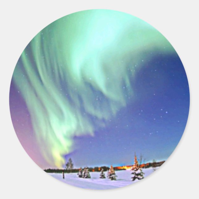 Aurora Borealis Runder Aufkleber (Vorderseite)