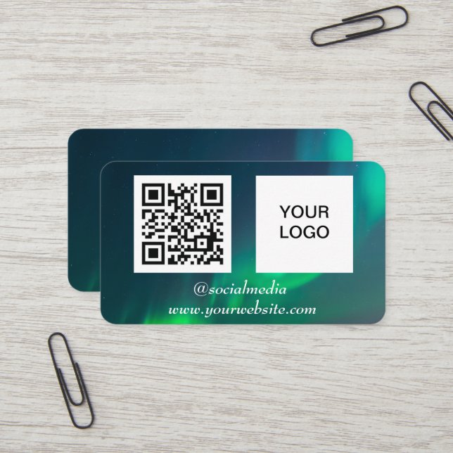 Aurora Borealis Social Media - QR-Kodex Visitenkarte (Vorderseite/Rückseite Beispiel)