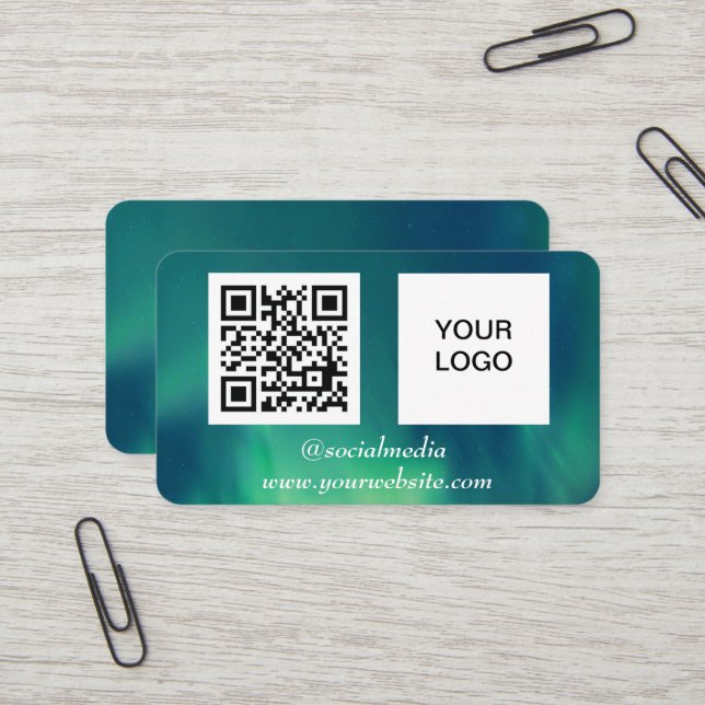 Aurora Borealis Social Media - QR-Kodex Visitenkarte (Vorderseite/Rückseite Beispiel)