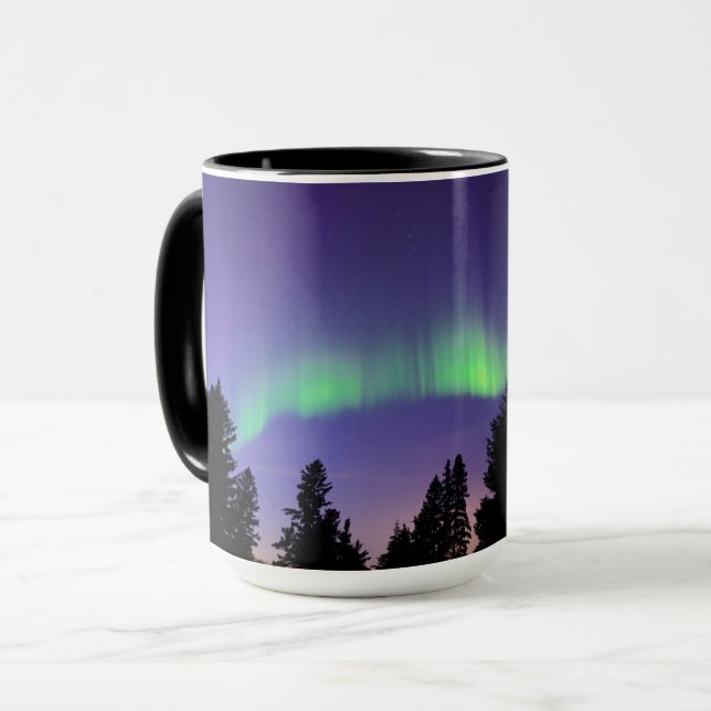 Aurora Borealis & Trees | Manitoba, Kanada Tasse (Vorderseite Links)