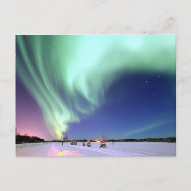 Aurora Borealis über Alaska Postkarte (Vorderseite)