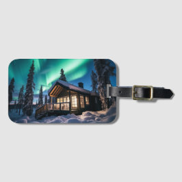 Aurora borealis über Winterkabine Gepäckanhänger