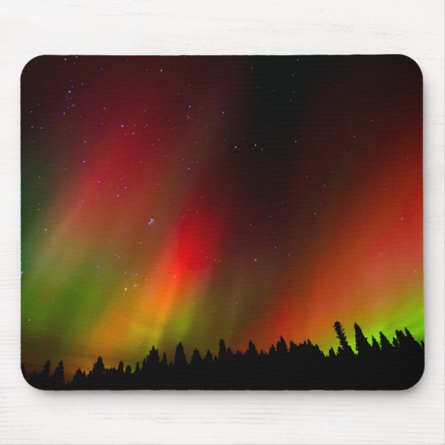Aurora Borealis und Bäume Mousepad (Vorne)