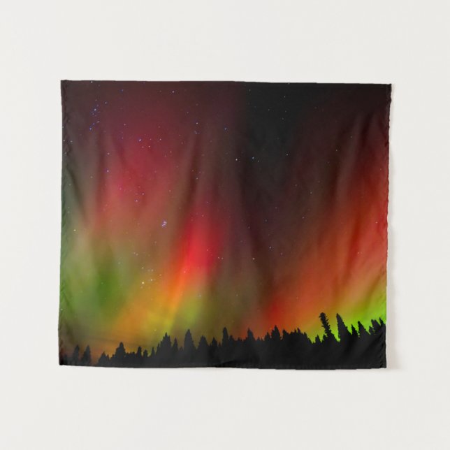 Aurora Borealis und Bäume Wandteppich (Vorderseite (Horizontal))