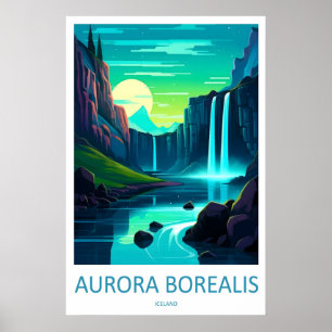 Aurora Borealis Vintage-Reiseposter Skigebiet Nati Poster