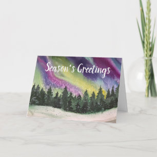 Aurora Borealis Watercolor Weihnachtsgrüßkarte Karte