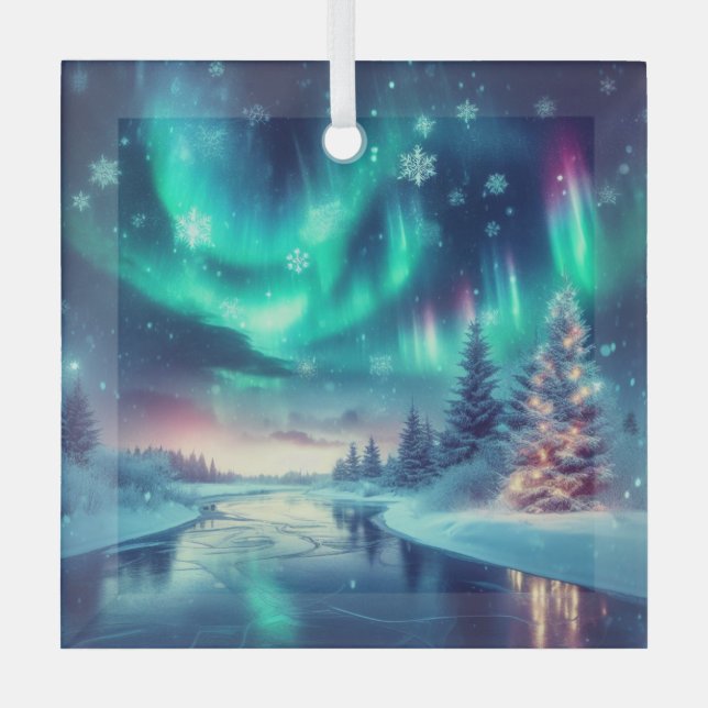 aurora borealis/Weihnachten/Winter Ornament Aus Glas (Vorderseite)