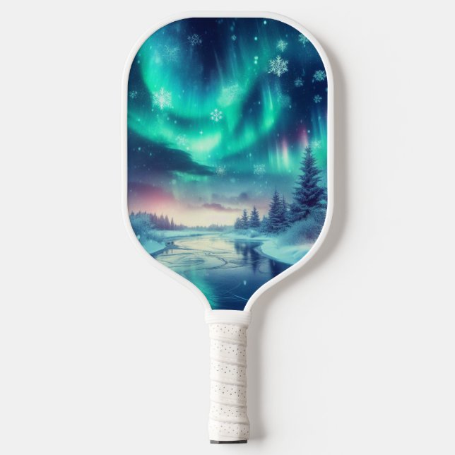 aurora borealis/Weihnachten/Winter Pickleball Schläger (Vorderseite)