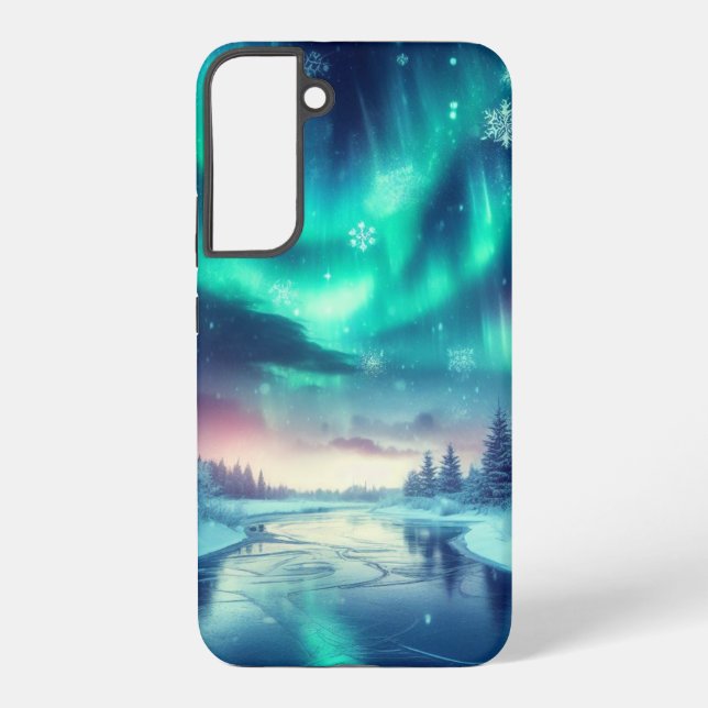 aurora borealis/Weihnachten/Winter Samsung Galaxy Hülle (Rückseite)