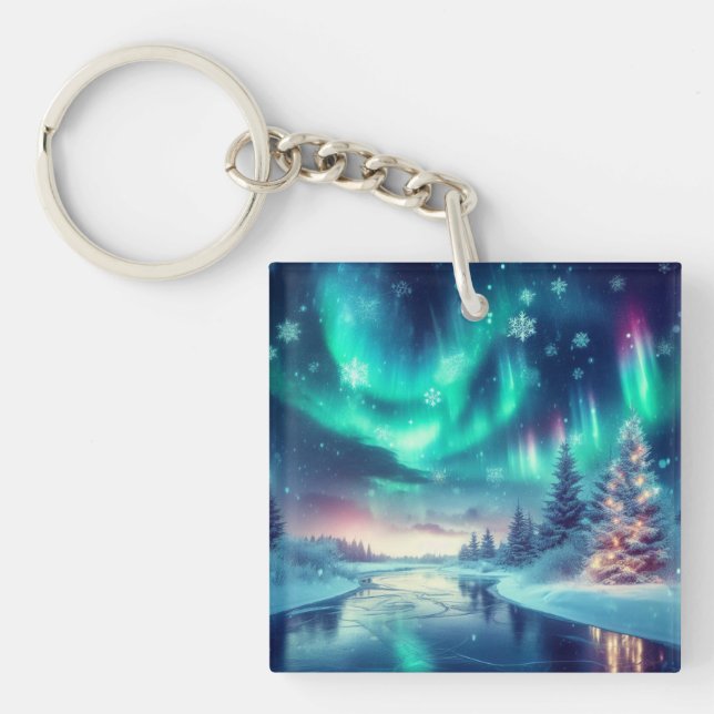 aurora borealis/Weihnachten/Winter Schlüsselanhänger (Vorderseite)