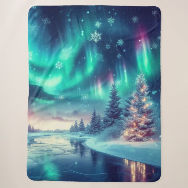 aurora borealis/Weihnachten/Winter Sherpadecke (Vorderseite)