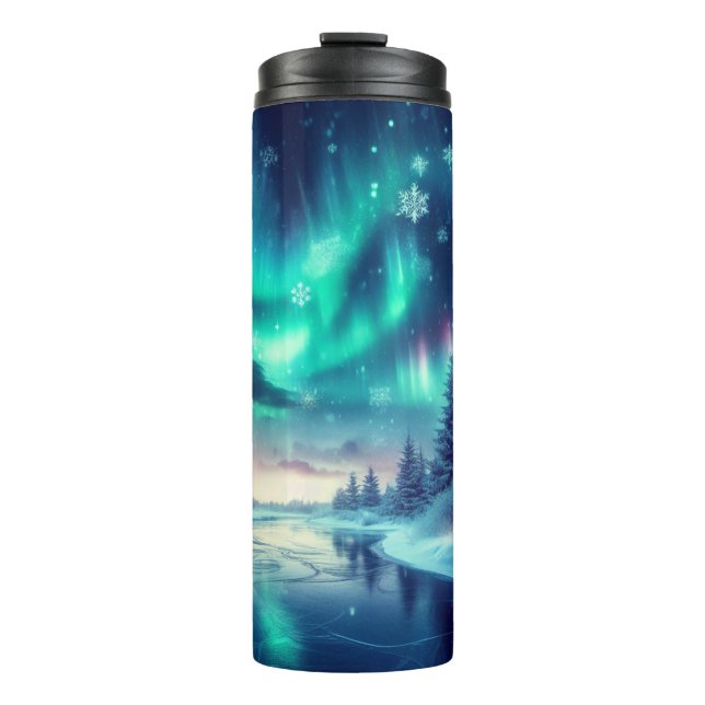 aurora borealis/Weihnachten/Winter Thermosbecher (Vorderseite)