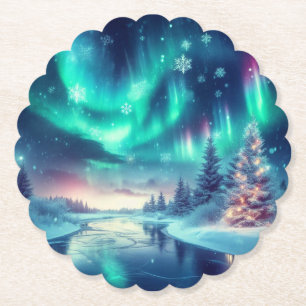 aurora borealis/Weihnachten/Winter Untersetzer