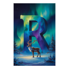 Aurora Buchstabe R Poster | Nordlichter Kunst