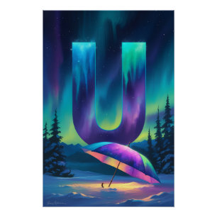 Aurora Buchstabe U Poster   Kunst der Nordlichter