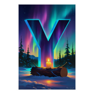 Aurora Buchstabe Y Poster | Kunst der Nordlichter