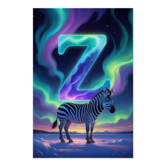 Aurora Buchstabe Z Poster | Kunst der Nordlichter (Vorderseite)