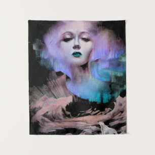 Aurora by Clive Henry blau türkis lila Nacht Wandteppich